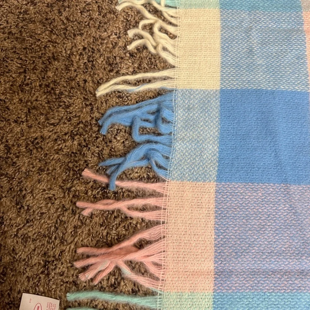 Vintage Chatham pastel blanket / throw with fringe ends New Made in USA